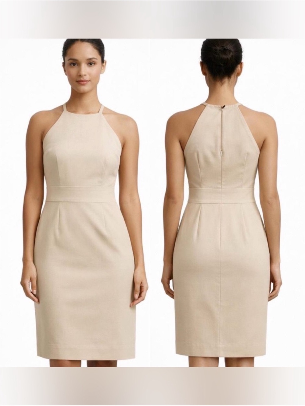 Banana Republic Halter Midi Dress in Beige